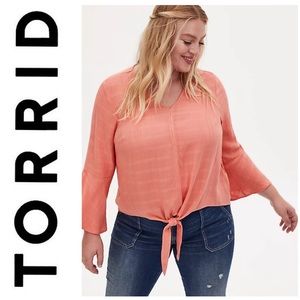 Torrid Textured Woven Tie Front Top NWT